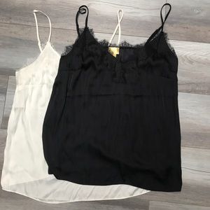 Bundle of 2 lace trim satin camis